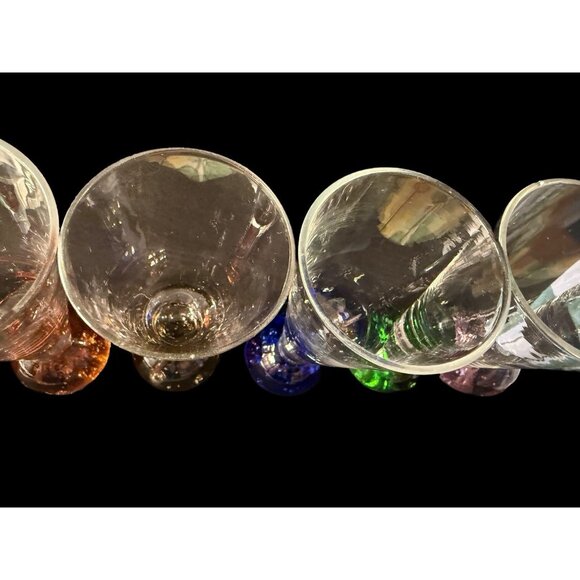Bubble Ball Bottom Base Shot Cordial Glasses Multi-Color, Set Of 6 - Picture 5 of 16